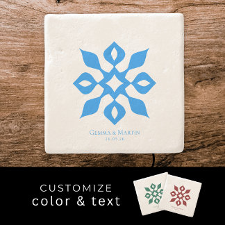 Minimalist Mediterranean Wedding Anniversary Gift Stone Coaster