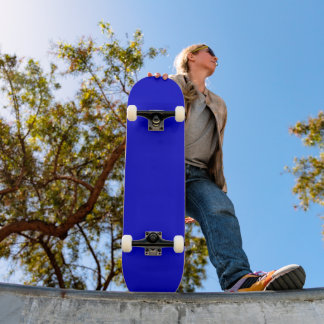 Minimalist Medium Blue Solid Color Background Skateboard
