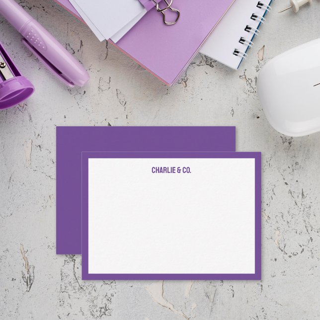 Minimalist Medium Purple Single Border,  Note Card (Creator Uploaded)