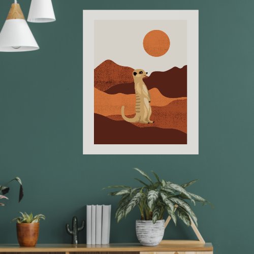 Minimalist Meerkat Desert Wall Art | Boho Animal