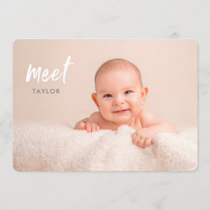 Minimalist Meet Baby Photos Birth Announcement