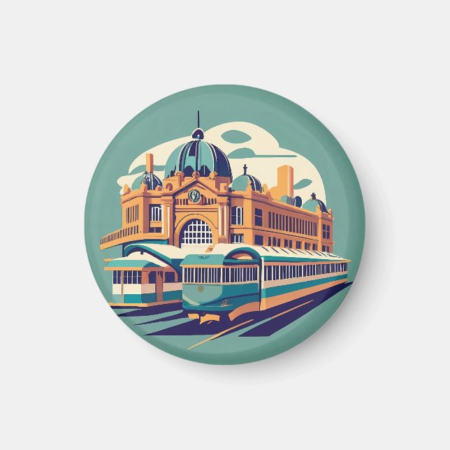 Minimalist Melbourne Australia painting souvenir Magnet (Front)