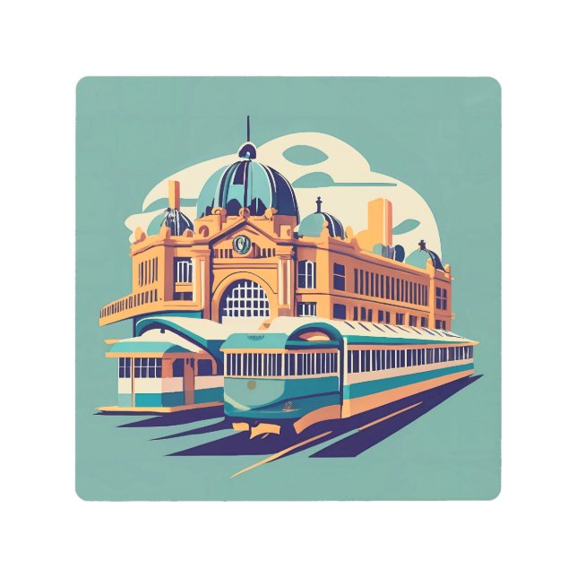 Minimalist Melbourne Australia painting souvenir Metal Print (Front)