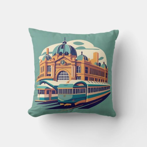 Minimalist Melbourne Australia painting souvenir Throw Pillow