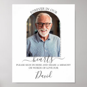 Minimalist Memorial Funeral Memory Table Photo Poster