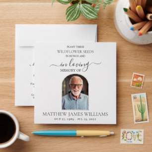 Minimalist Memorial Funeral Photograph Seed Packet Envelope