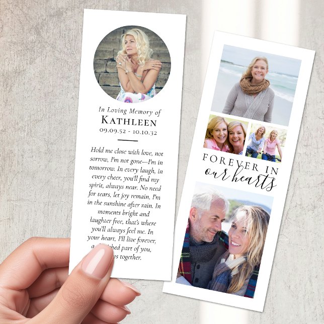 Minimalist Memorial Multi Photo Collage Funeral Bookmarks (Creator Uploaded)
