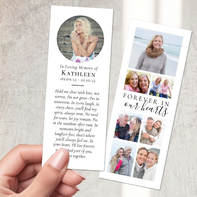 Minimalist Memorial Multi Photo Collage Funeral Bookmarks (Creator Uploaded)