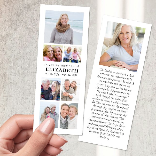Minimalist Memorial Multi Photo Collage Funeral Bookmarks (Creator Uploaded)