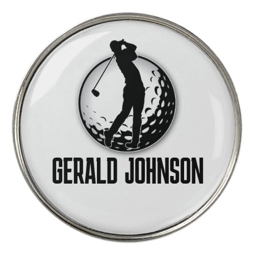 Minimalist Men Golf Monogram Design Golf Ball Marker
