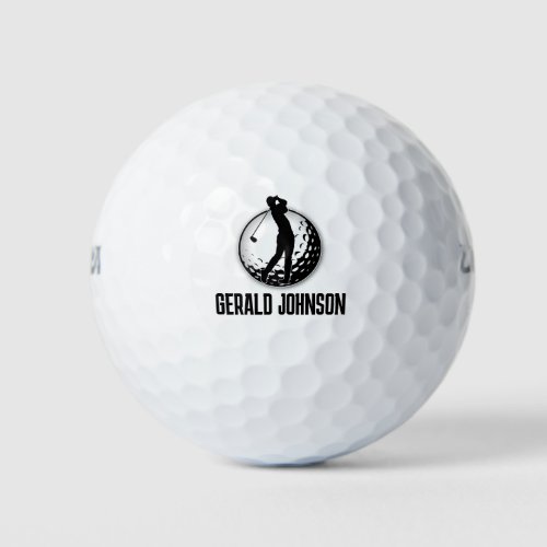 Minimalist Men Golf Monogram Design Golf Balls