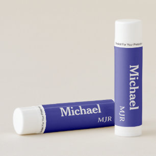 Minimalist Men's Personalized Name Gift Navy Blue Lip Balm
