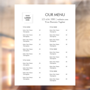 Minimalist Menu   Custom Logo Cafe & Catering  Window Cling