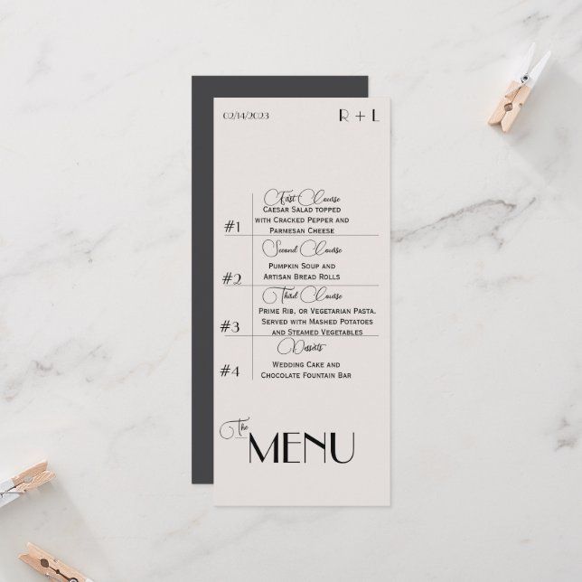 Minimalist Menu Invitation (Front/Back In Situ)