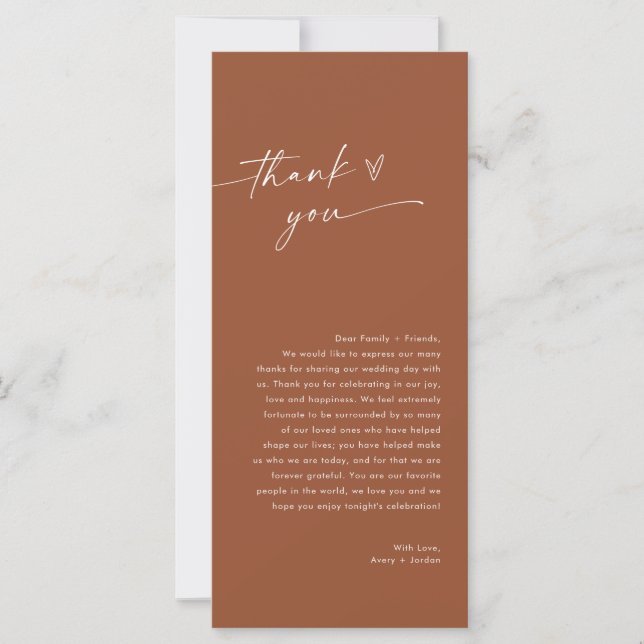 Minimalist Menu + Thank You Note | Wedding Napkin  (Front)