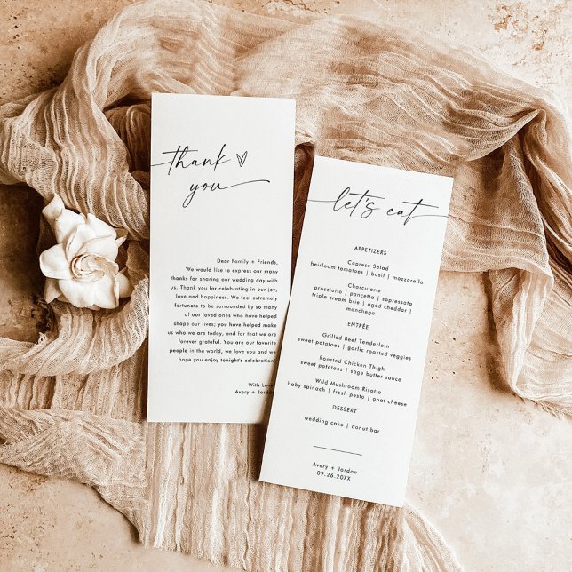 Minimalist Menu + Thank You Note | Wedding Napkin  (Creator Uploaded)
