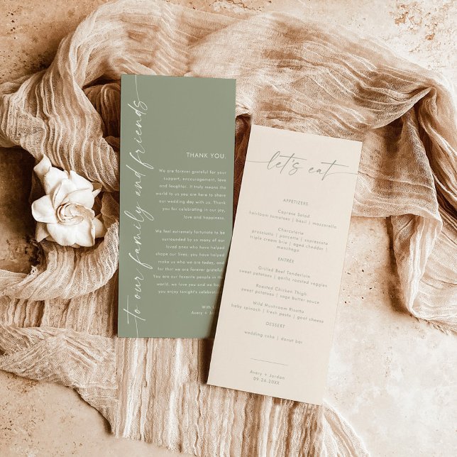 Minimalist Menu + Thank You Note | Wedding Napkin  (Creator Uploaded)