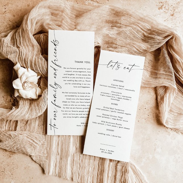 Minimalist Menu + Thank You Note | Wedding Napkin  (Creator Uploaded)