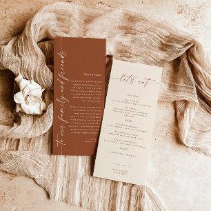 Minimalist Menu + Thank You Note Wedding Napkin