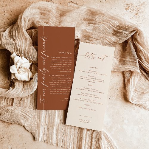 Minimalist Menu  Thank You Note  Wedding Napkin 