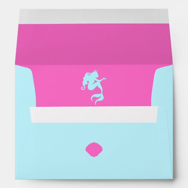 Minimalist Mermaid Girl Birthday Return Address Envelope (Back (Bottom))