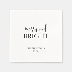 Minimalist Merry and Bright Christmas Holiday Napkins