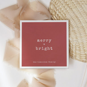 Minimalist Merry + Bright Christmas Holiday Party Napkins