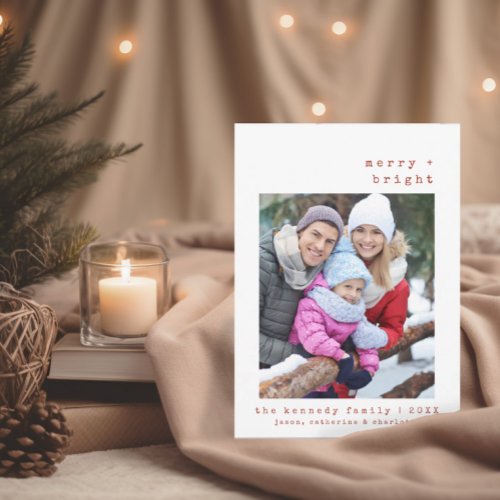 Minimalist Merry  Bright Family  Christmas Card