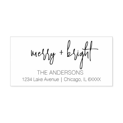 Minimalist Merry  Bright Family Name Holiday Self_inking Stamp