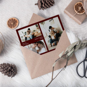 Minimalist Merry & Bright Holiday 3 Photo Card