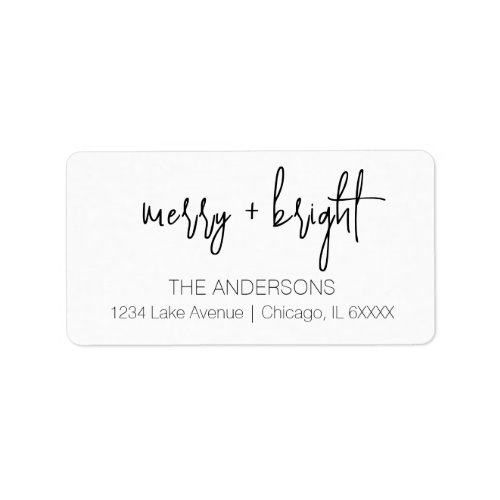 Minimalist Merry  Bright Holiday Return Address Label