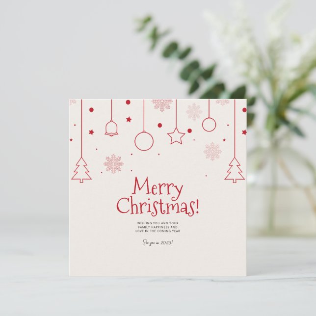 Minimalist Merry Christmas card, Family Holiday  Card (Standing Front)