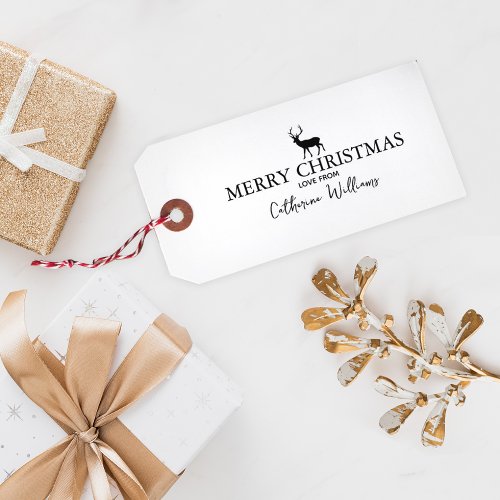 Minimalist Merry Christmas Deer Tag  Rubber Stamp