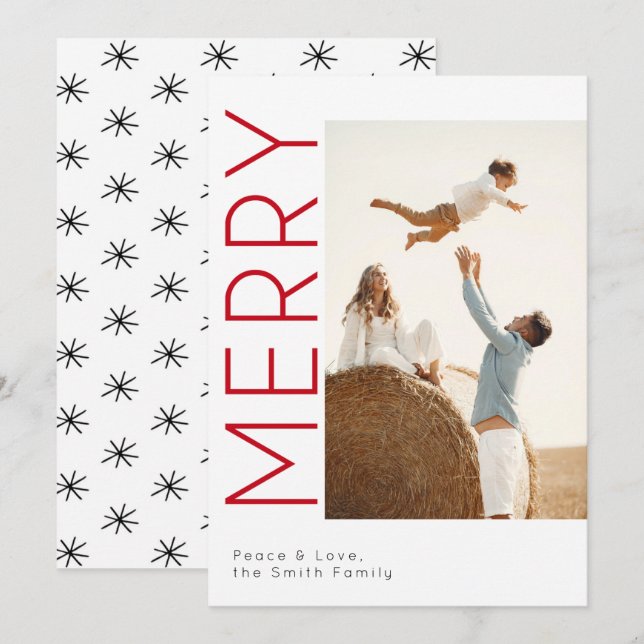Minimalist Merry Christmas Family Photo Card (Front/Back)
