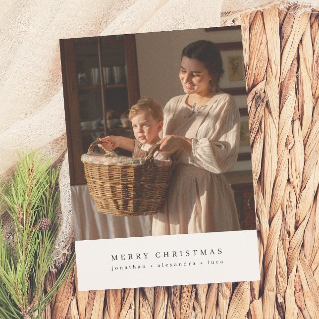 Minimalist Merry Christmas Family Photo Holiday Card (Creator Uploaded)