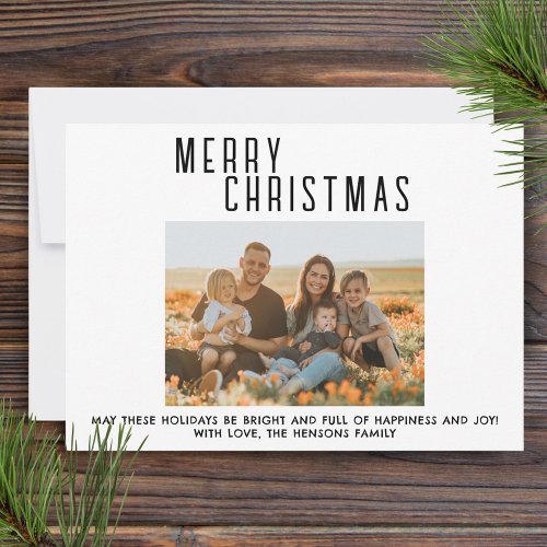 Minimalist Merry Christmas Family Photo Holiday Card