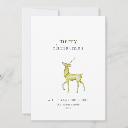 Minimalist Merry Christmas Gold Reindeer Holiday Card