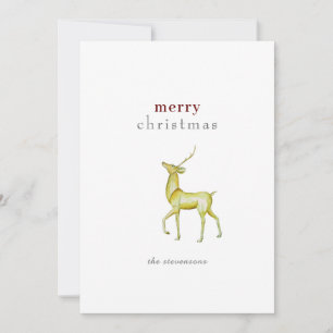 Minimalist Merry Christmas Gold Reindeer Holiday Card
