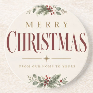 Minimalist Merry Christmas Greeting Holiday Style Coaster