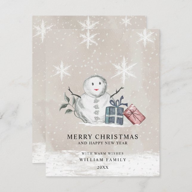 Minimalist Merry Christmas Holiday Card (Front/Back)