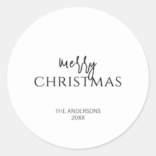 Minimalist Merry Christmas Holiday Classic Round Sticker