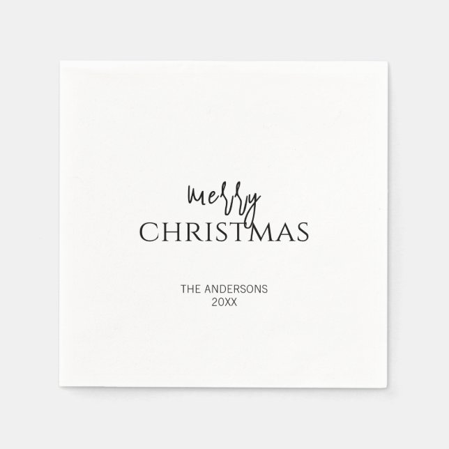 Minimalist Merry Christmas Holiday Napkins (Front)