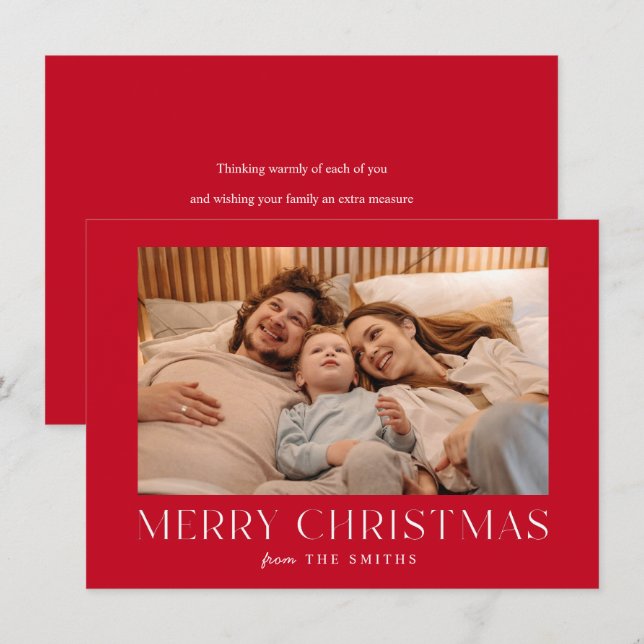 Minimalist Merry Christmas Holiday Photo Card (Front/Back)