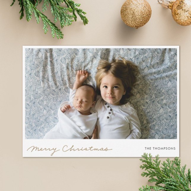 Minimalist Merry Christmas Holiday Photo Card (Creator Uploaded)