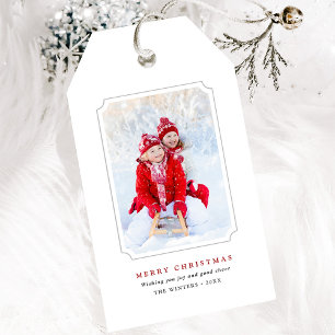 Minimalist Merry Christmas Holiday Photo Gift Tags