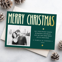Minimalist Merry Christmas modern retro dark green