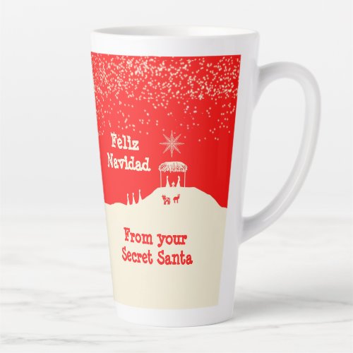 Minimalist Merry Christmas Nativity Scene Latte Mug