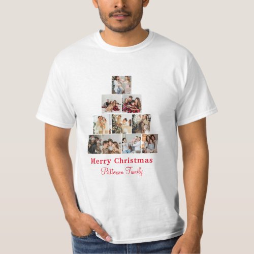 Minimalist Merry Christmas Photo Collage T_Shirt