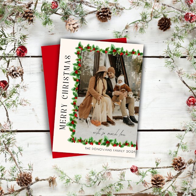 Minimalist Merry Christmas Photo Holiday Card (Creator Uploaded)