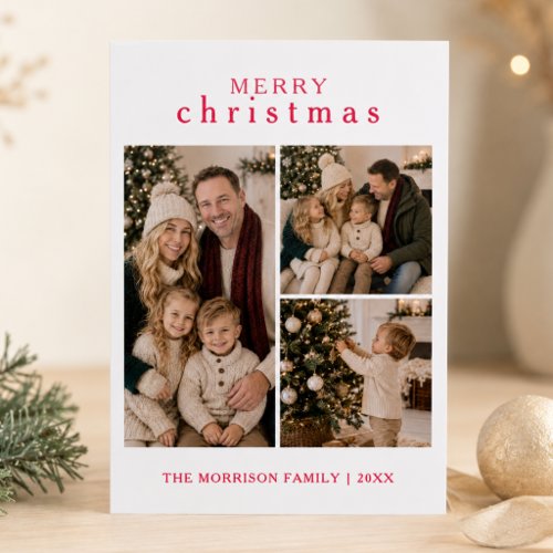 Minimalist Merry Christmas Photo Letterpress Cards